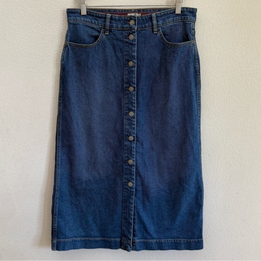 Faherty Denim Maxi Skirt Mercer Bay 30 Organic Cotton Stretch - Picture 2 of 6